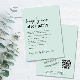 Invitation Réception de mariage minimal moderne QR Code Mint