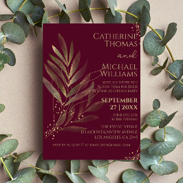 Invitation Réception de mariage moderne avec feuille d'or de 