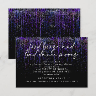 Invitation Réception de mariage moderne avec strass violet ed