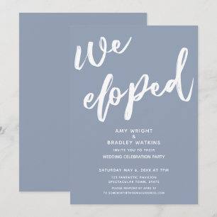 Invitation Réception de mariage moderne Dusty Blue où nous no