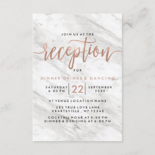 Invitation Réception de mariage moderne en marbre blanc et or