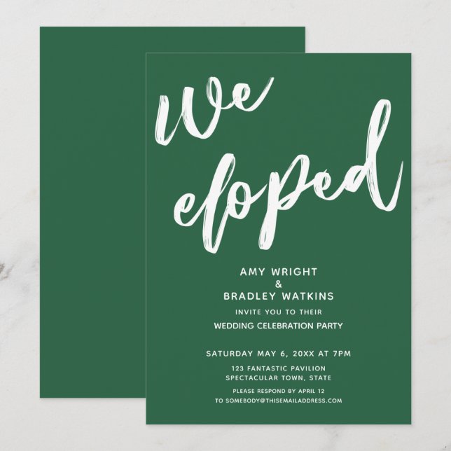 Invitation Réception de mariage Moderne Feuille Verte Nous no (Devant / Derrière)