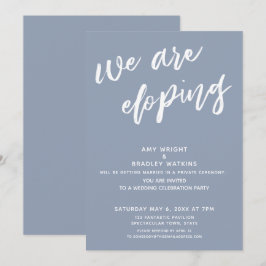 Invitation Réception de mariage moderne poussiéreux bleu nous