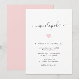 Invitation Réception de mariage moderne rose simple et mignon