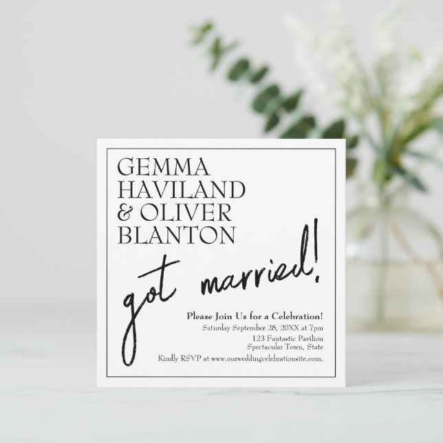 Invitation Réception de mariage moderne simple et amusante av (Debout devant)