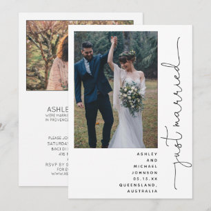 Invitation Réception de mariage moderne tendance juste mariés