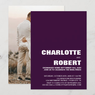 Invitation Réception de mariage moderne violet