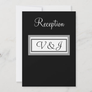 Invitation Réception de mariage Monogramme noir blanc