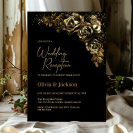 Invitation Réception de mariage Moody Gold Floral
