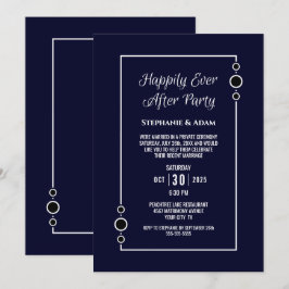 Invitation Réception de mariage Navy Blue Happily Ever After