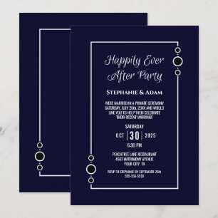 Invitation Réception de mariage Navy Blue Happily Ever After