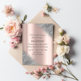 Invitation  Réception de mariage ombre rose gold pailleté arg