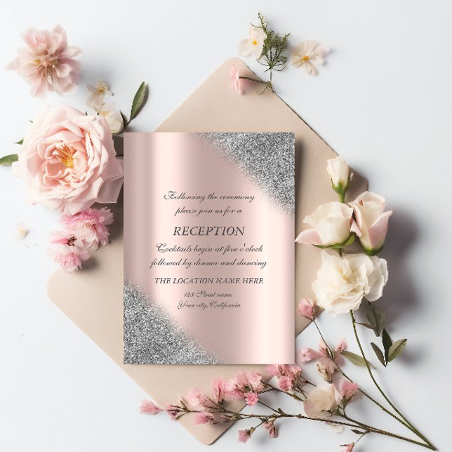 Invitation  Réception de mariage ombre rose gold pailleté arg (Créateur téléchargé)