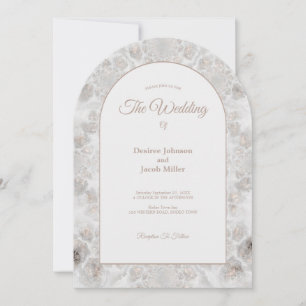 Invitation Réception de mariage or blanc argent élégant arche