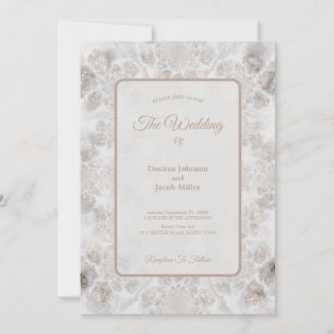 Invitation Réception de mariage or blanc argent simple élégan