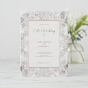 Invitation Réception de mariage or blanc argent simple élégan