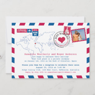 Invitation Réception de mariage par avion Espagne