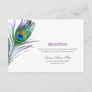 Invitation Réception de mariage Plume de paon à l'aquarelle