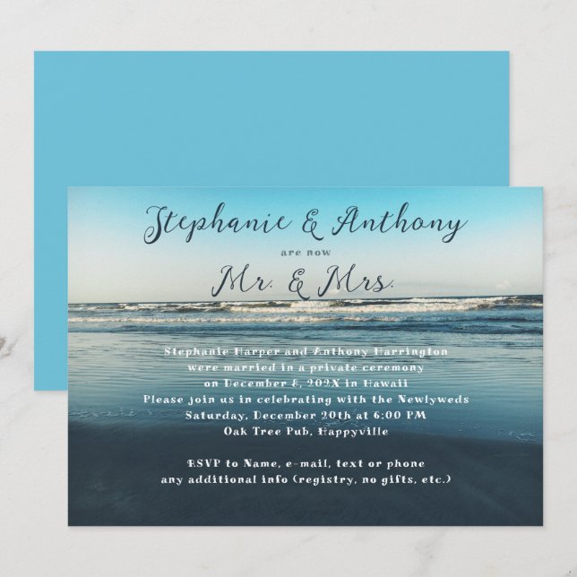 Invitation Réception de mariage pour l'annonce de Deep Sea Bl (Devant / Derrière)