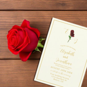 Invitation Réception de mariage Rose en or d'ivoire