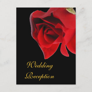 Invitation Réception de mariage rose rouge sur fond noir