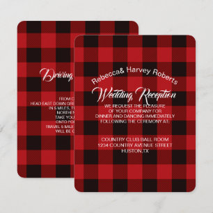Invitation réception de mariage rustique d'hiver à carreaux d