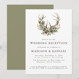 Invitation Réception de mariage rustique d'hiver avec bois de