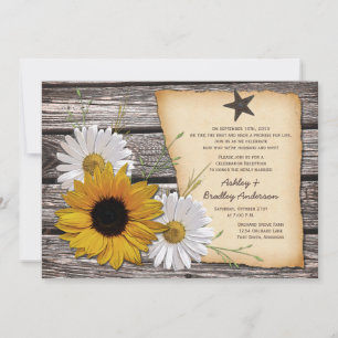 Invitation Réception De Mariage Rustique Tournesol De Frisée 