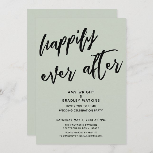 Invitation Réception de mariage Sage Happily Ever After (Devant / Derrière)
