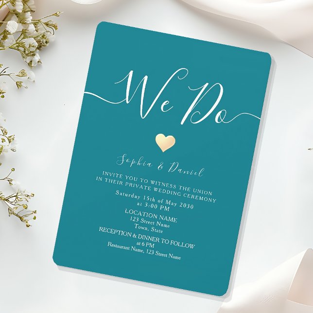 Invitation Réception de mariage sarcelle (Créateur téléchargé)