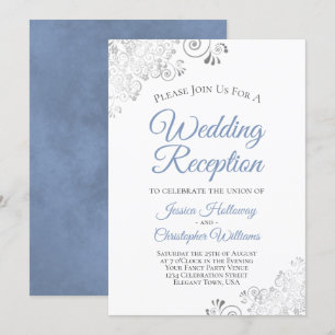 Invitation Réception de mariage Silver Lace Dusty Blue sur fo