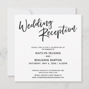 Invitation Réception de Mariage Simple avec Écriture Manuscri