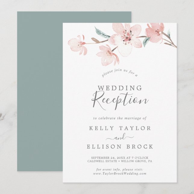 Invitation Réception de mariage sous les cerisiers en fleurs  (Devant / Derrière)