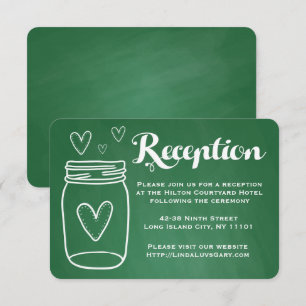 Invitation Réception de mariage sur ardoise verte dans un pot