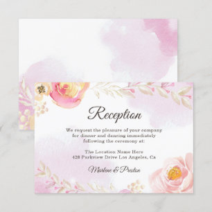 Invitation Réception de mariage tendance rose & or Floral Gar