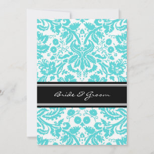 Invitation Réception De Mariage Uniquement Aqua Black Damask