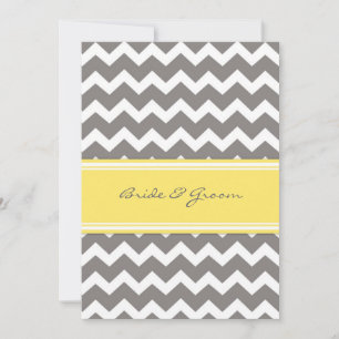 Invitation Réception De Mariage Uniquement Chevron Jaune Gris