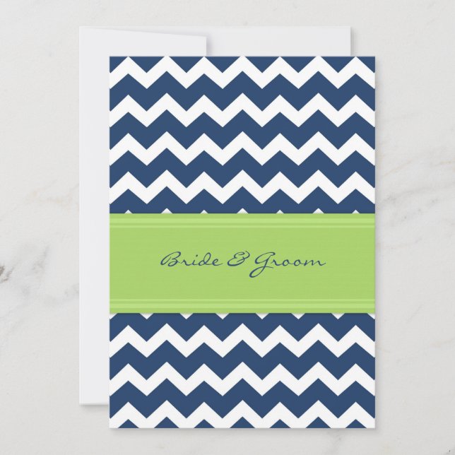 Invitation Réception De Mariage Uniquement Lime Blue Chevron (Devant)