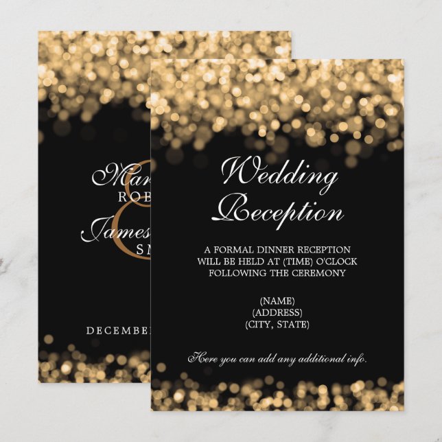 Invitation Réception De Mariage Uniquement Lumières Or (Devant / Derrière)