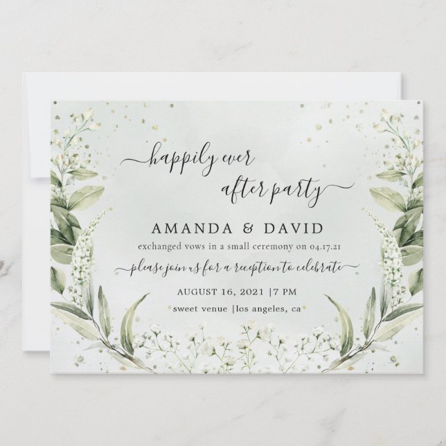 Invitation Réception de mariage verdoyante à tout jamais Invi (Devant)