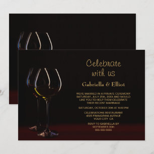 Invitation Réception de mariage Verre à vin noir or Party