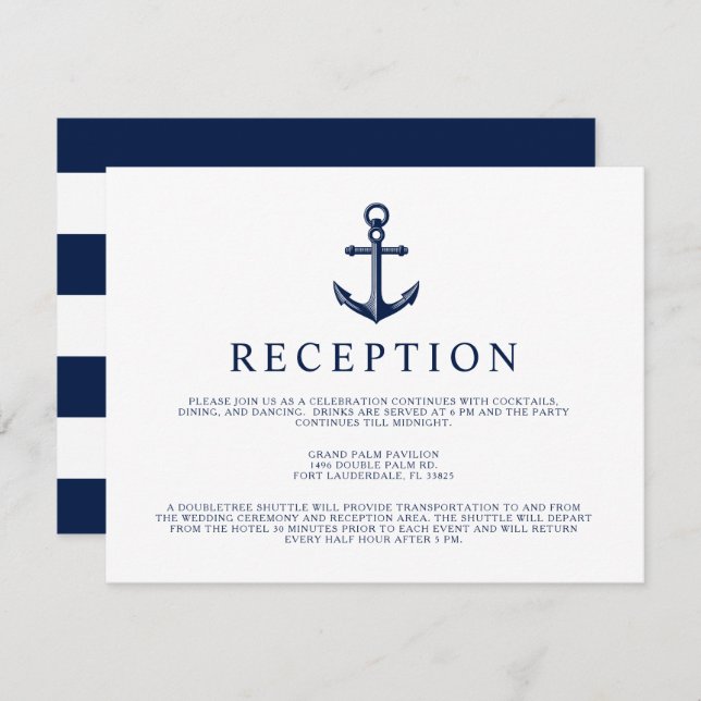 Invitation Réception de style nautique avec ancre (Devant / Derrière)