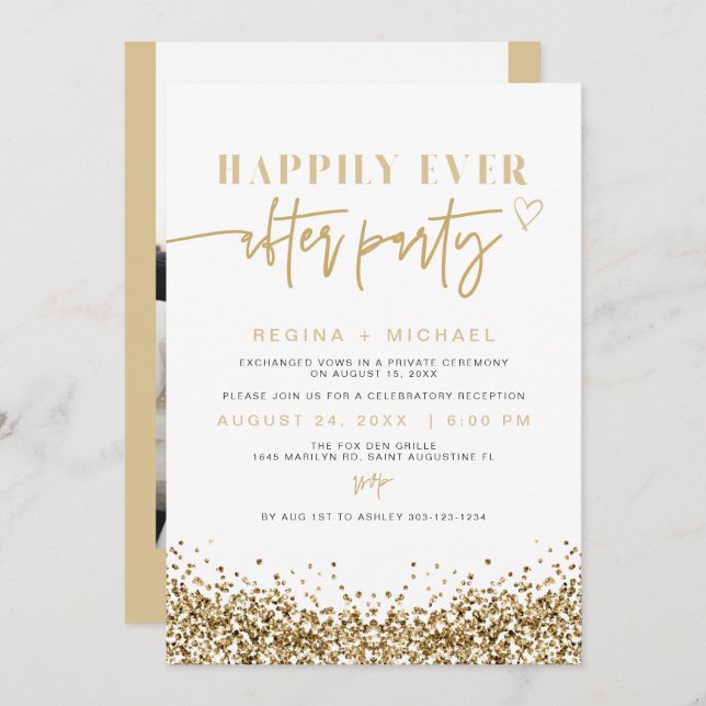 Invitation Réception d'élopage de la séquence d'or jaune REGI (Devant / Derrière)