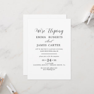 Invitation Réception d'Elopement de calligraphie noire délica