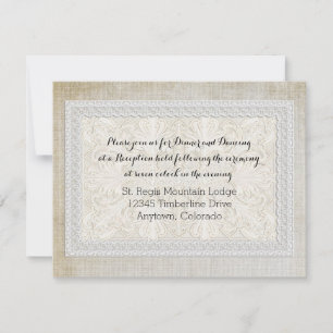 Invitation Réception dentelle rustique w linge Vintage vieill