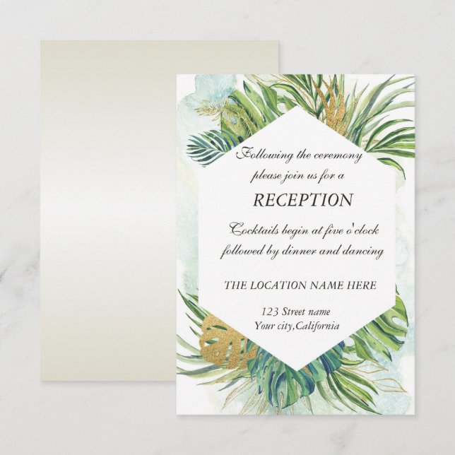 Invitation Réception d'été aux feuilles de palmiers tropicaux (Devant / Derrière)