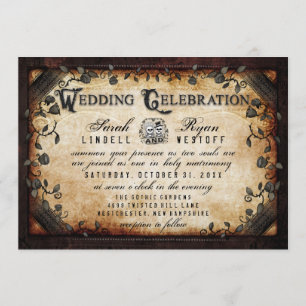 Invitation RÉCEPTION D'Halloween gothique Brown INFO SUR LE D