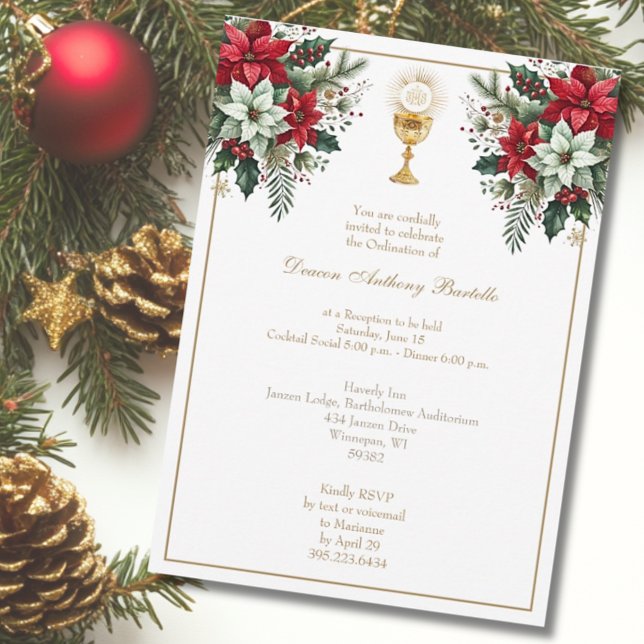 Invitation Réception d'Ordination du prêtre de diacre Floral (Créateur téléchargé)