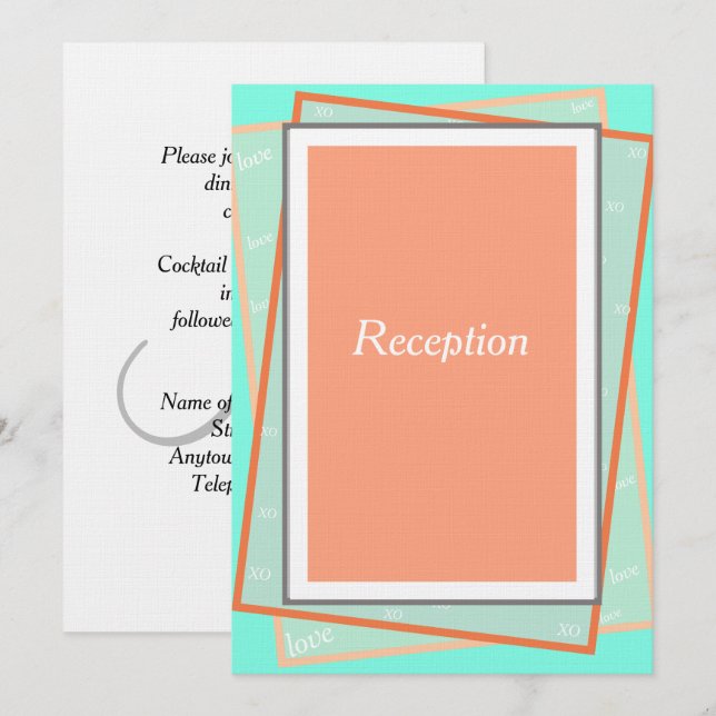 Invitation Réception du monogramme géométrique bleu Cantaloue (Devant / Derrière)