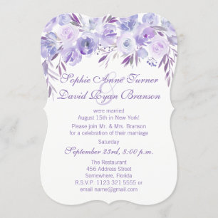 Invitation Réception Du Soir Lumière Violet Bleu Floral